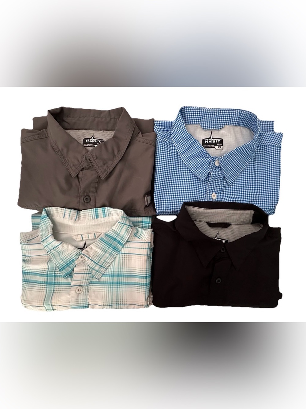 HABIT Men's XL UPF 40+ Short Sleeve River  Shirt, Bundle of 4